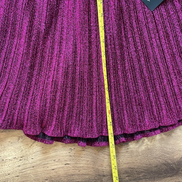 NWT Lulus Party Era Magenta Sparkly Lace-Up Pleated Skater Dress - Picture 9 of 9